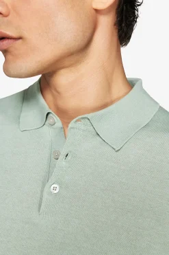 Light green knit polo shirt