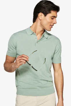 Light green knit polo shirt