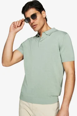 Light green knit polo shirt