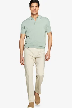 Light green knit polo shirt