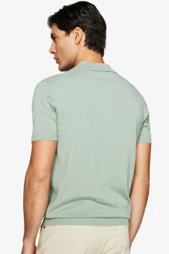 Light green knit polo shirt