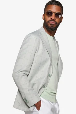 Mint check textured blazer