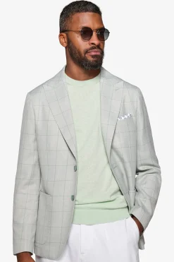 Mint check textured blazer