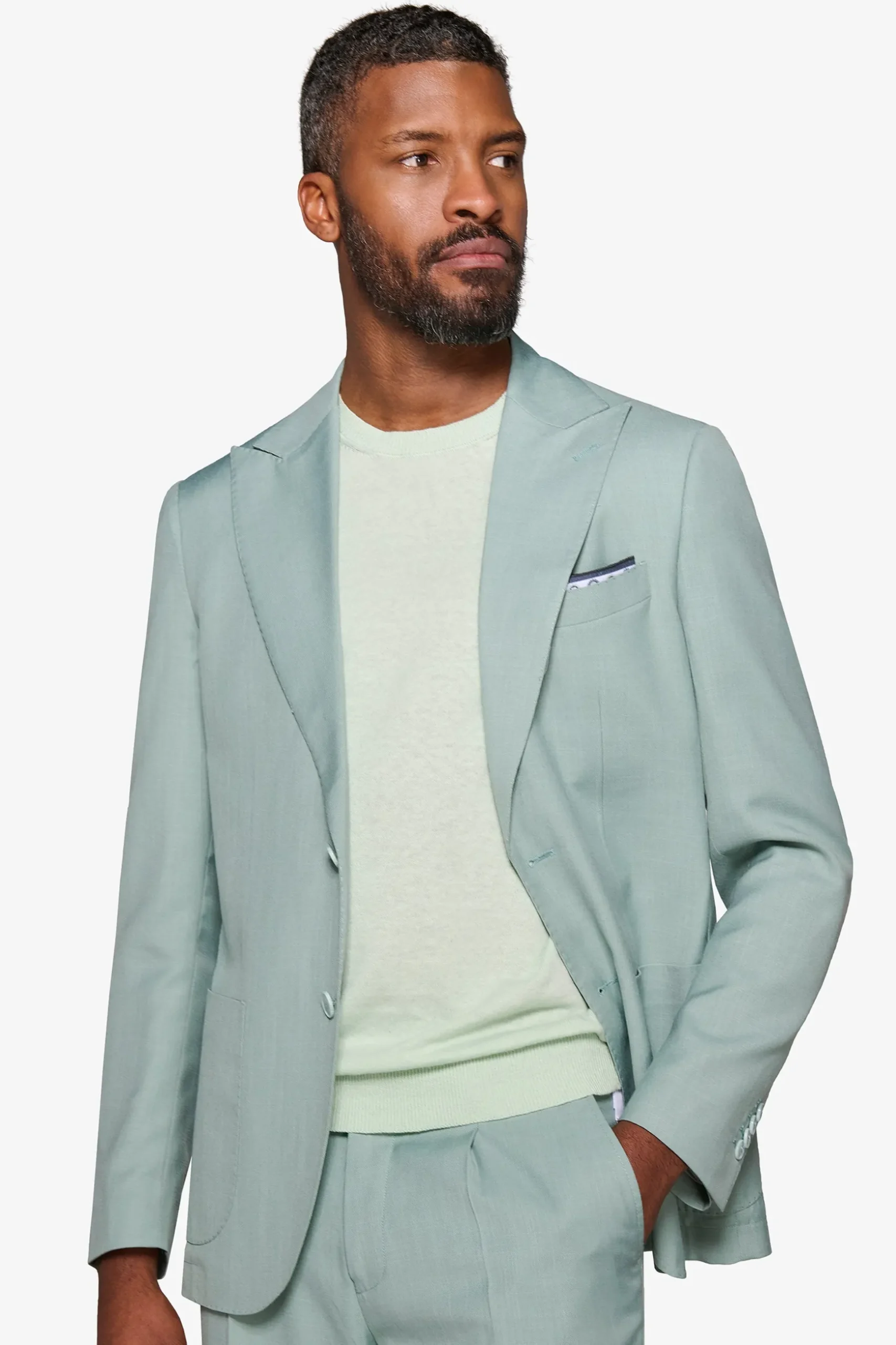Mint grisaille suit blazer