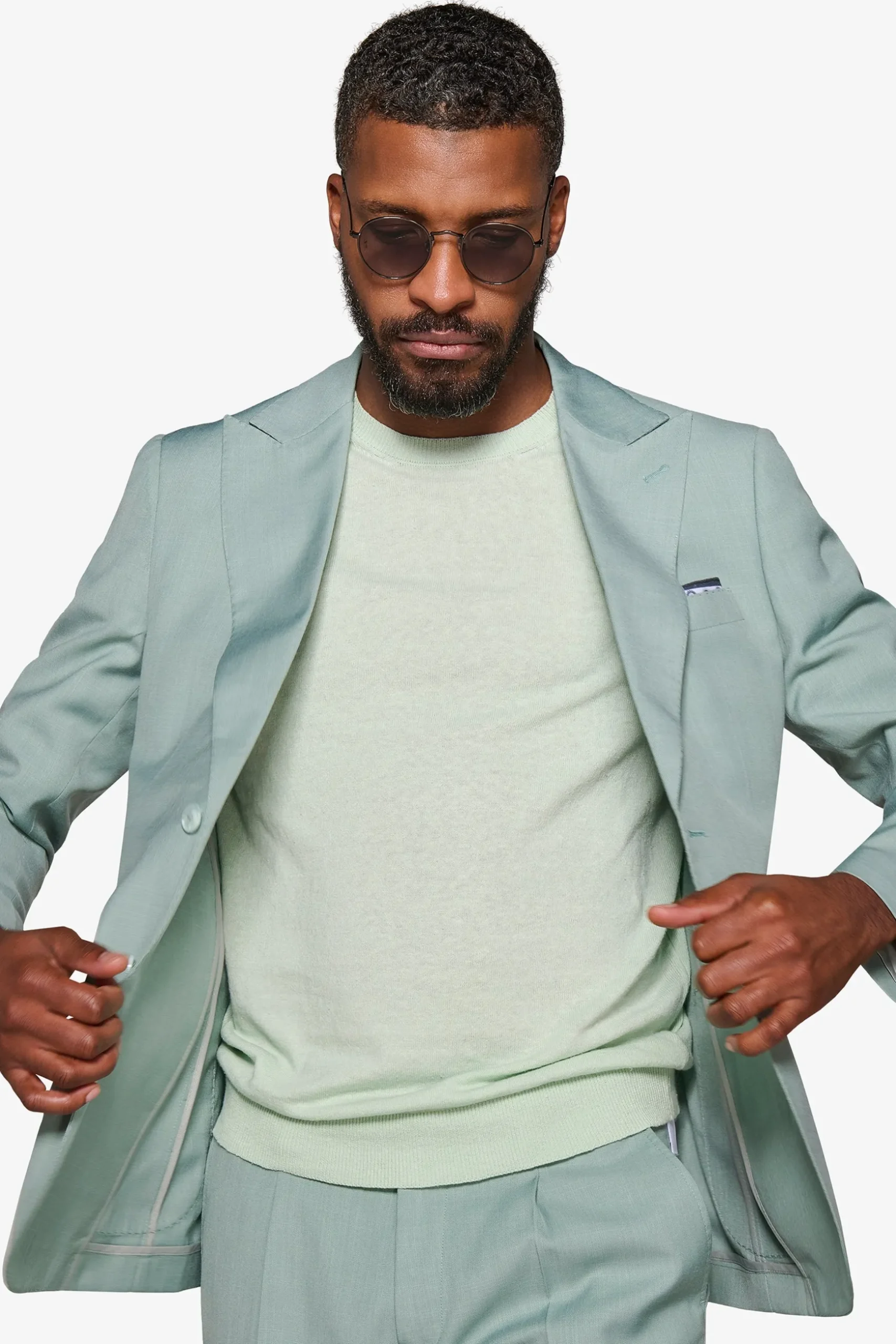 Mint grisaille suit blazer