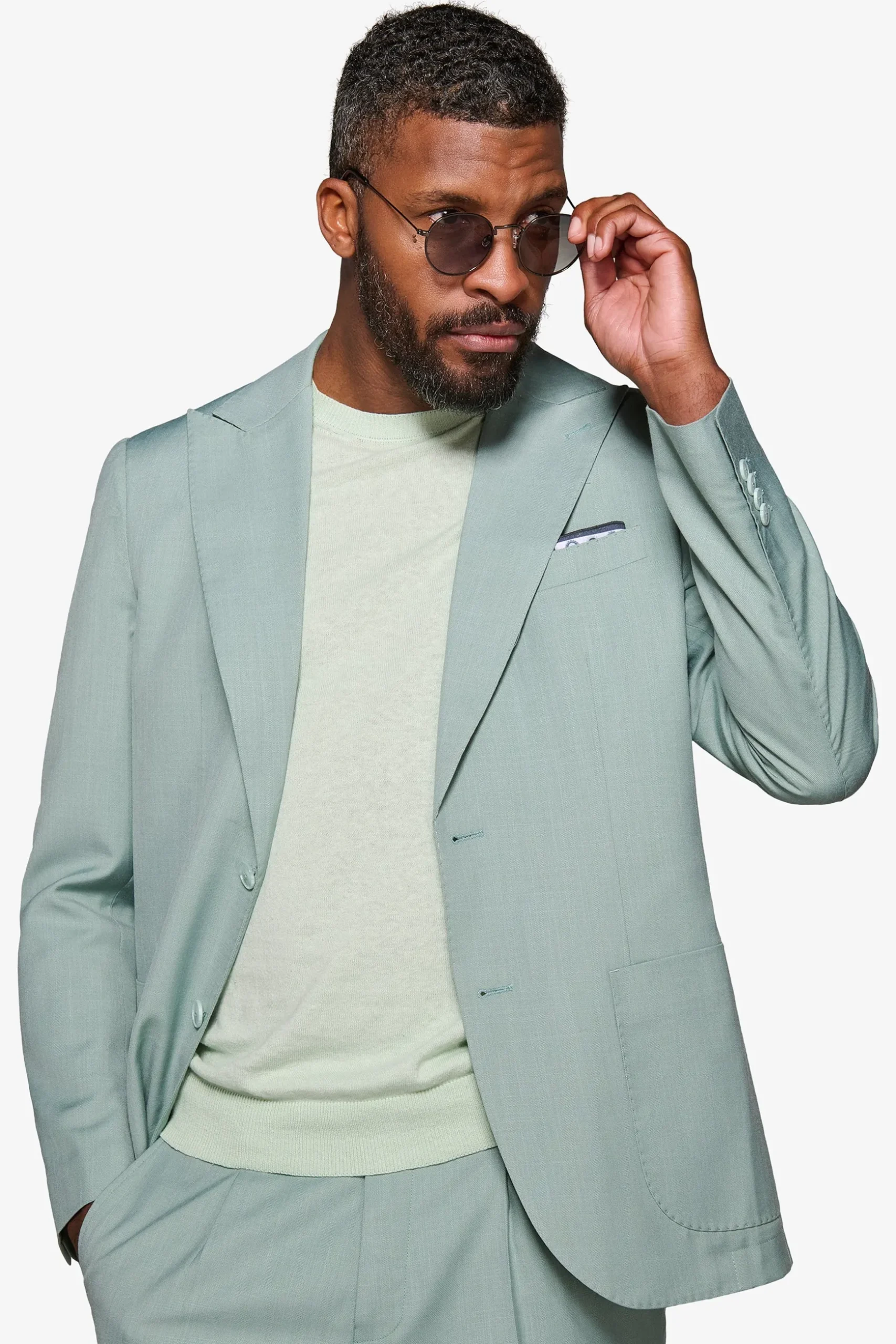 Mint grisaille suit blazer