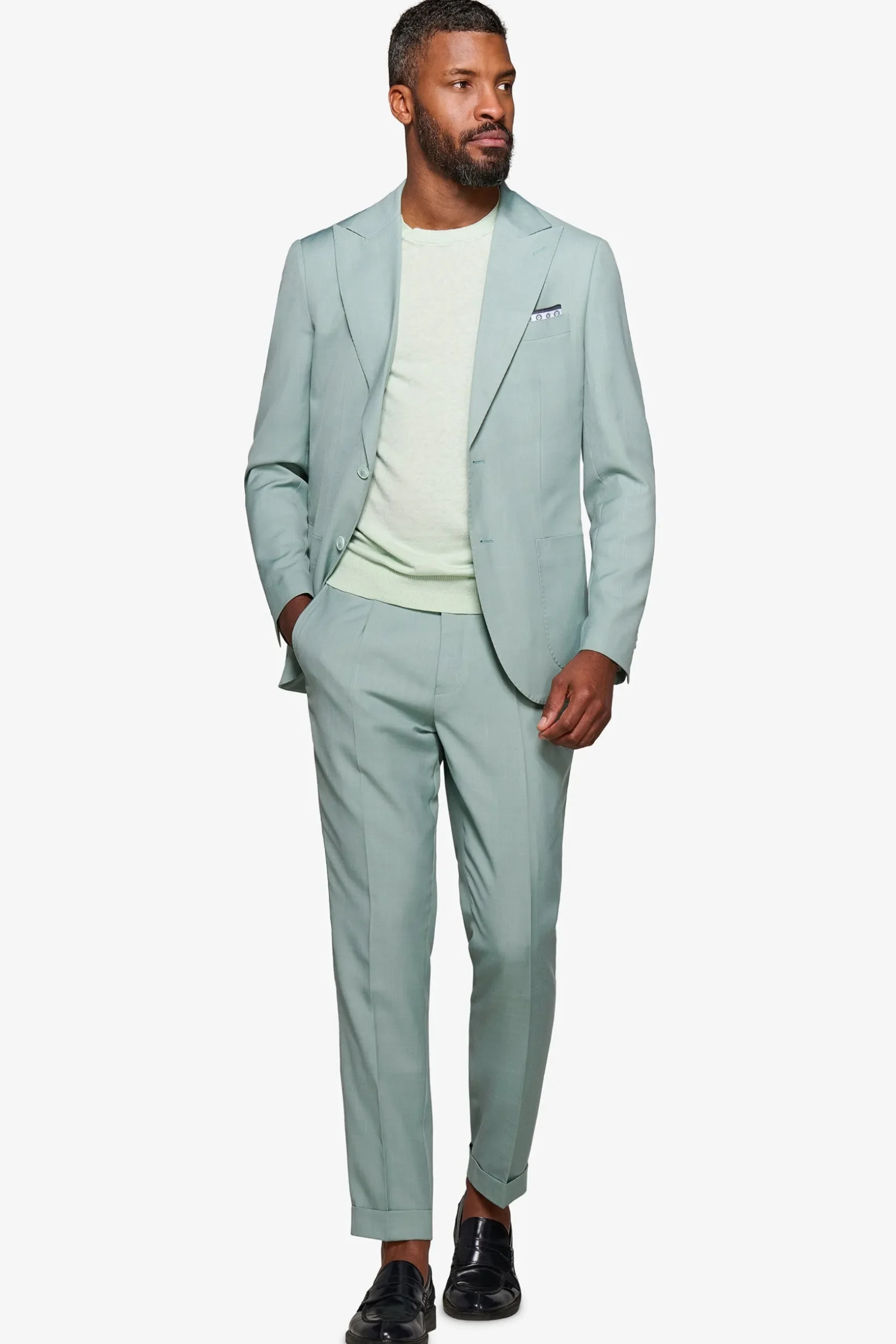 Mint grisaille suit blazer