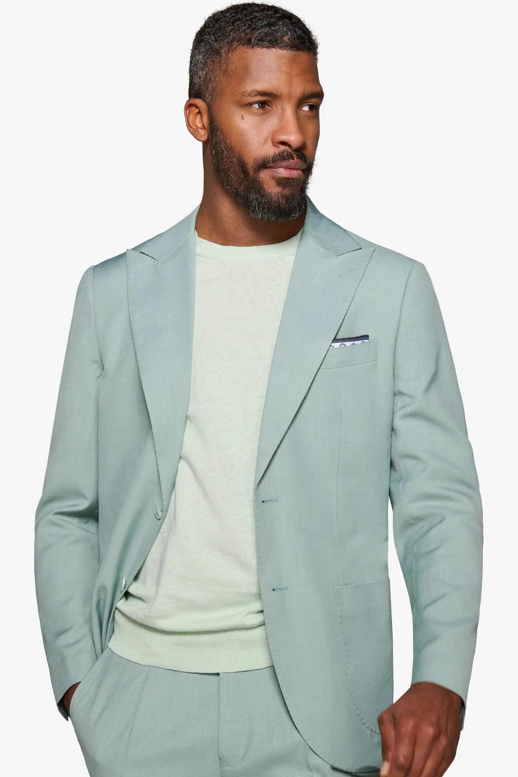 Mint grisaille suit blazer
