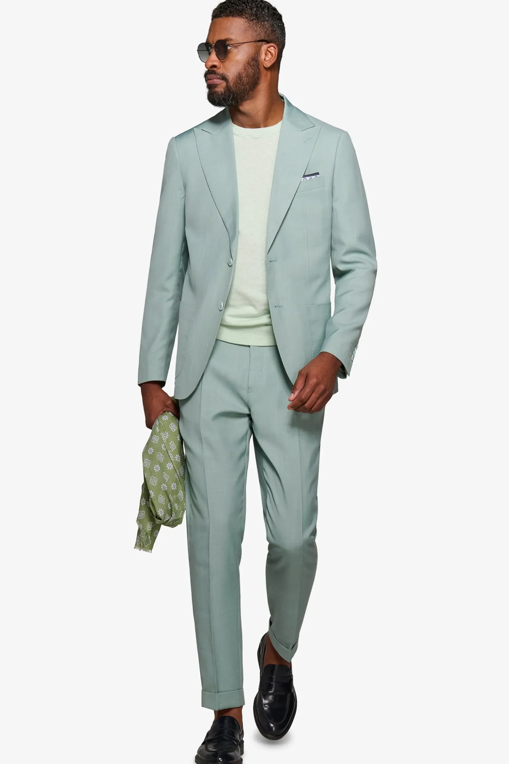 Mint grisaille suit blazer