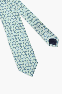 Mint jacquard tie with floral pattern