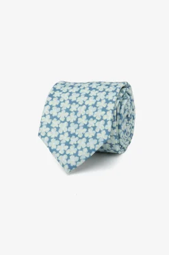 Mint jacquard tie with floral pattern