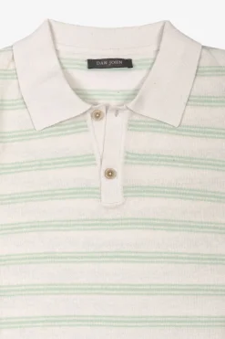Mint knit polo shirt with stripes