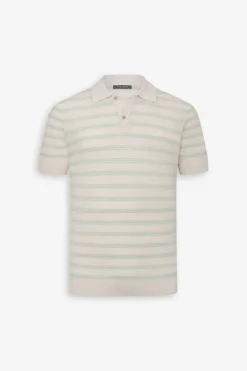 Mint knit polo shirt with stripes