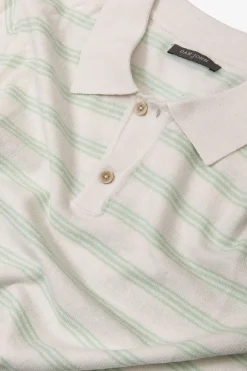 Mint knit polo shirt with stripes