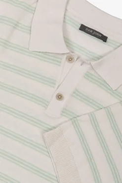 Mint knit polo shirt with stripes