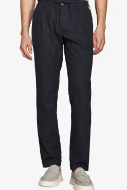 Navy blue linen blend drawstring pants