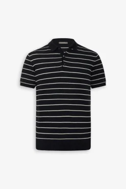 Navy contrasting stripes knit polo shirt