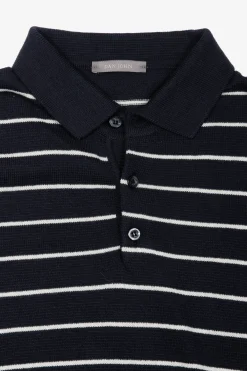 Navy contrasting stripes knit polo shirt
