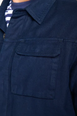 Navy linen blend overshirt