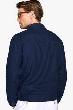 Navy linen blend overshirt