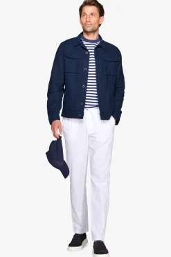 Navy linen blend overshirt