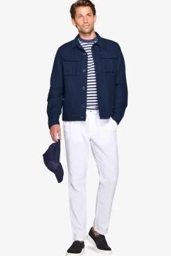 Navy linen blend overshirt