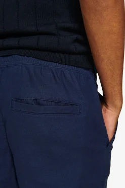 Navy textured drawstring trousers
