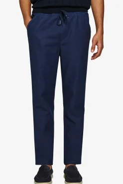 Navy textured drawstring trousers