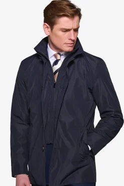 Navy Trench coat with bib