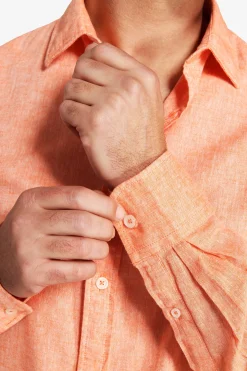 Orange linen blend relaxed shirt