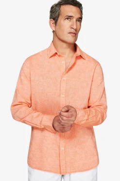 Orange linen blend relaxed shirt