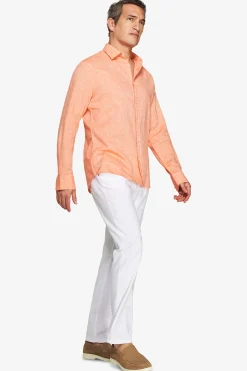 Orange linen blend relaxed shirt