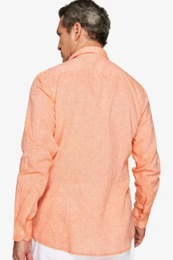 Orange linen blend relaxed shirt