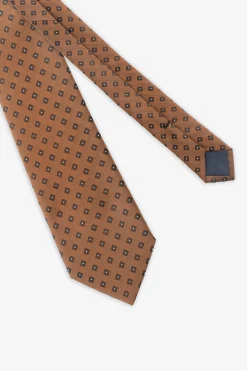 Orange micro geometric pattern tie