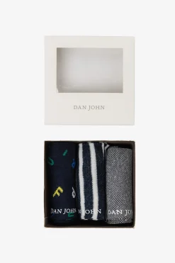 3-pack multi-pattern blue socks