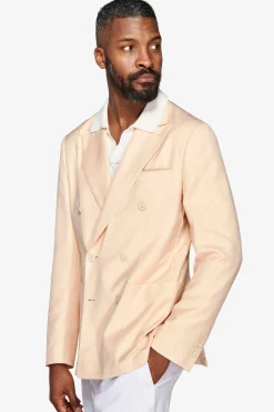 Peach Herringbone double-breasted blazer