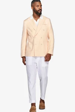 Peach Herringbone double-breasted blazer