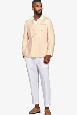 Peach Herringbone double-breasted blazer