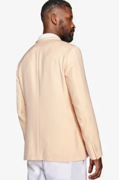 Peach Herringbone double-breasted blazer