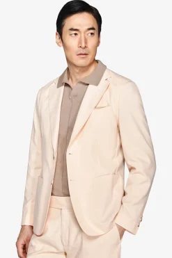 Peach slub canvas suit blazer