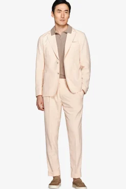 Peach slub canvas suit blazer