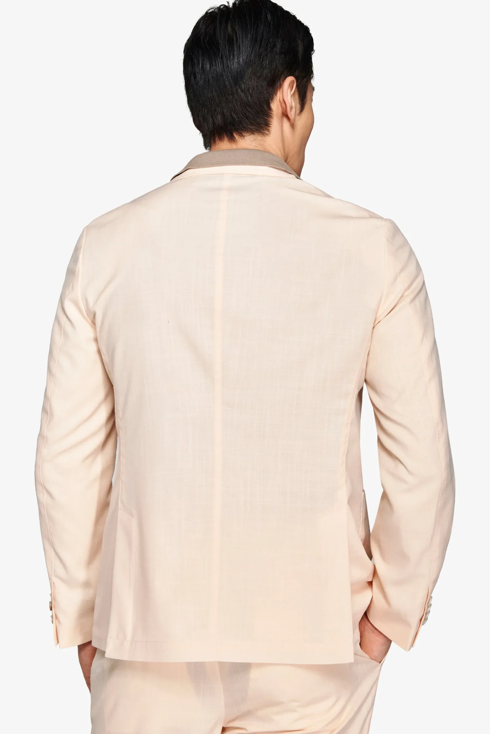 Peach slub canvas suit blazer