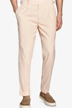 Peach slub canvas suit trousers
