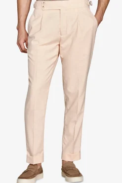 Peach slub canvas suit trousers