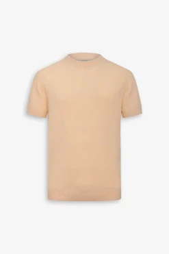 Peach textured knit t-shirt