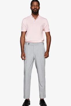 Pink cotton basic knit polo shirt