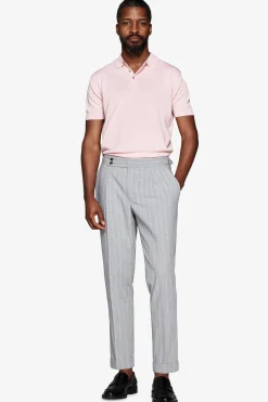 Pink cotton basic knit polo shirt