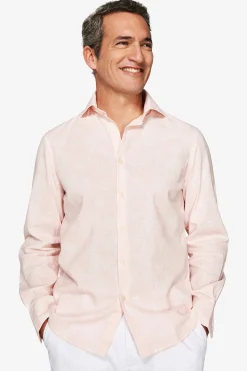 Pink floral print linen blend shirt