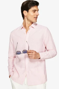 Pink linen blend relaxed shirt