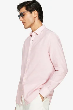 Pink linen blend relaxed shirt